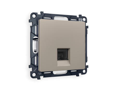 Комплект механизма телефонной розетки ALFA MA372030 Серо-бежевый матовый RJ-11(4P4C) с защитной шторкой QUANT