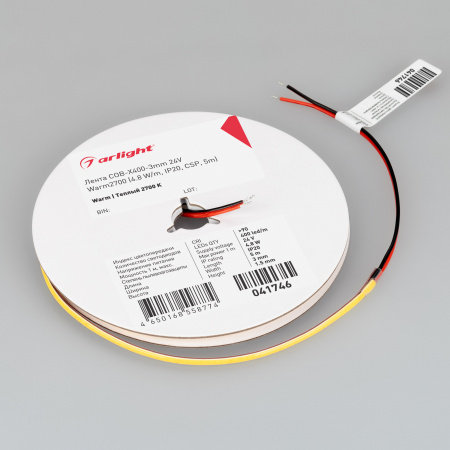 Arlight Лента COB-X400-3mm 24V Warm2700 (4.8 W/m, IP20, CSP, 5m) (-)