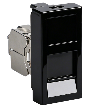 Donel Розетка DEC RJ45 FTP кат.5e, 1мод., черн. (22.5х45мм), DECF12ANF5