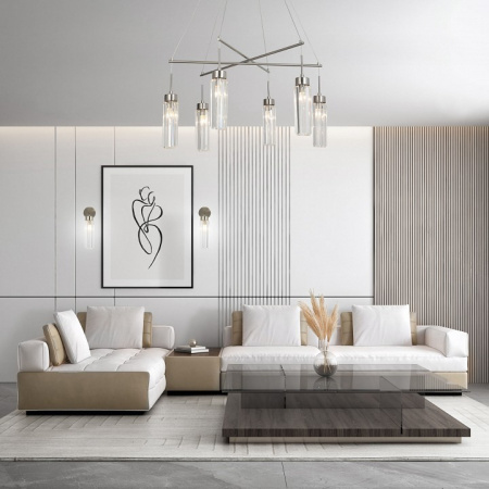 Подвесной светильник со стеклянными плафонами 60163/6 никель Eurosvet Gilian