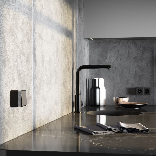 Выключатель одноклавишный влагозащищенный Gallant черный/хром W5010235