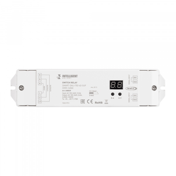 INTELLIGENT ARLIGHT Релейный модуль SMART-DALI-702-62-SUF (230V, 2x5A) (IARL, IP20 Пластик, 5 лет)