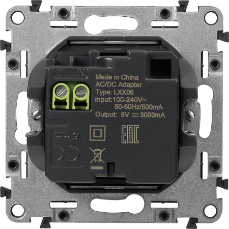 Legrand Valena LIFE, алюминий, зарядное устройство с USB разъемами A-C