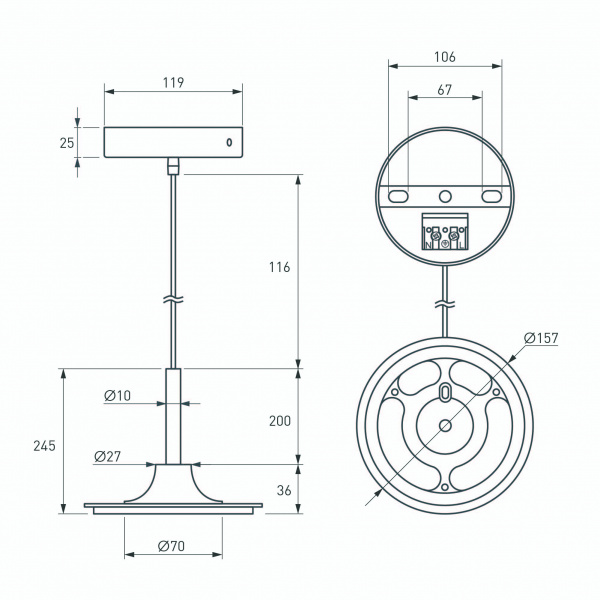 Arlight Подвес SPX-HANG-R150-L1400 (WH) (Металл)