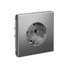 Systeme Electric ArtGallery Сталь Розетка с заземлением со шторками, 16А, механизм, быстрозажим. клем.