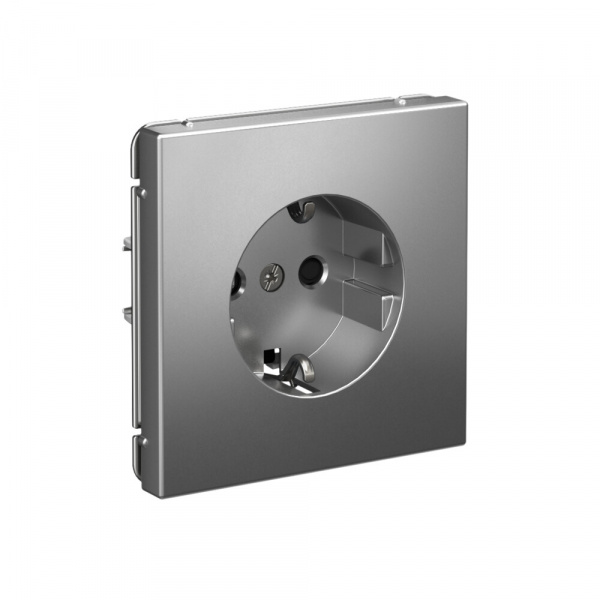 Systeme Electric ArtGallery Сталь Розетка с заземлением со шторками, 16А, механизм, быстрозажим. клем.