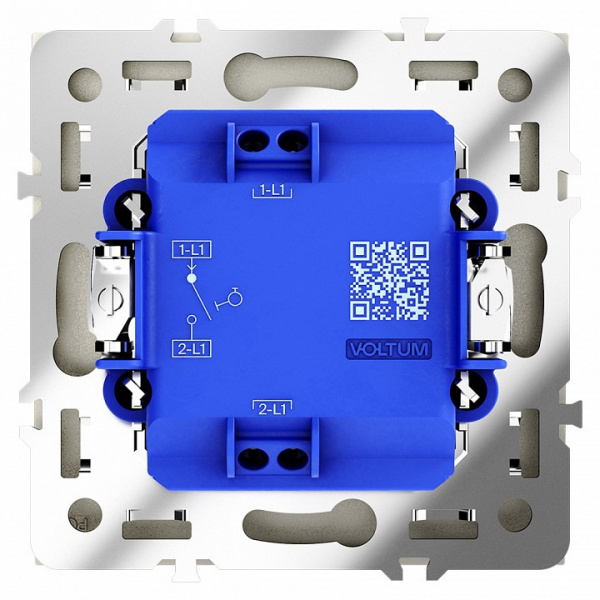 Выключатель с самовозвратом встраиваемый VOLTUM S70 одноклавишный 10А, (шелк)