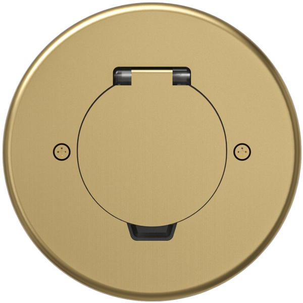 Лючок Surface 2 мод. (1 мод. 45х45 мм.), круглый, круглая крышка, золото, IP44, (с уст. набором)