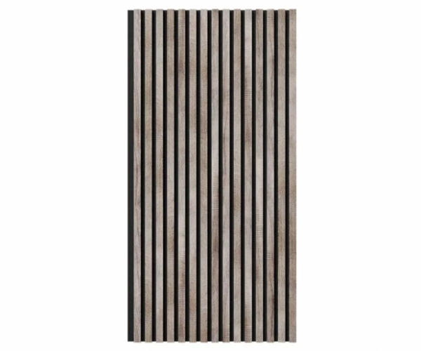 Акустическая панель, черный войлок, 1200х600х19мм, рейки МДФ дуб дымчатый Акустическая панель, черный войлок, 1200х600х19мм, рейки МДФ дуб дымчатый