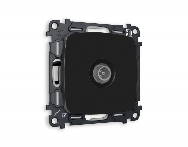 Комплект механизма TV розетки проходной OMEGA MO813030 Черный матовый 5-1000 MHz 4dB QUANT