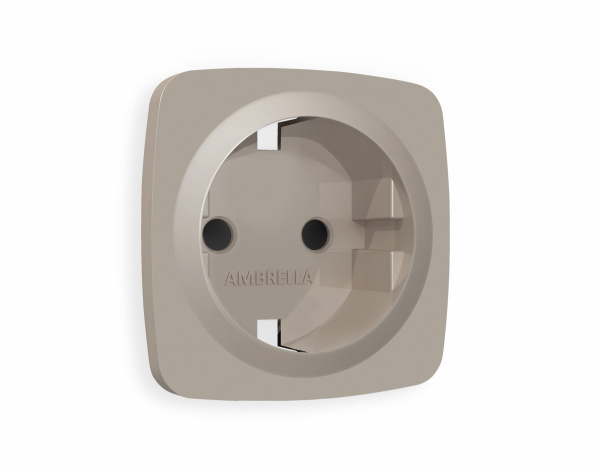 Лицевая панель OMEGA (Серо-бежевый матовый) для электрической розетки с/з со шторками QUANT OP3670