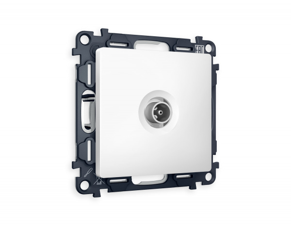 Комплект механизма TV розетки проходной ALFA MA133030 Белый матовый 5-1000 MHz 4dB QUANT