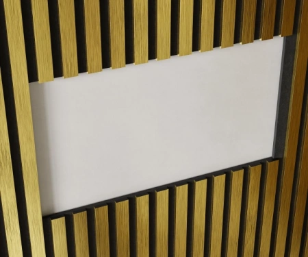 Комплект акуст.панелей, черный войлок, 1200х300х19мм, рейки ЭКОПОЛИМЕР, золото матовое/2шт