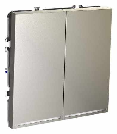 Проходной переключатель встраиваемый VOLTUM S70 двухклавишный с подсветкой 10А, (шелк)