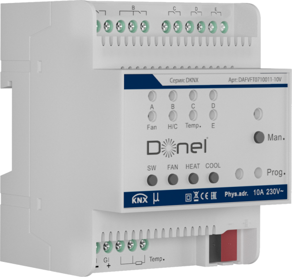 Donel Контроллер фанкойла KNX, 0-10 В, DAFVFT0710011-10V