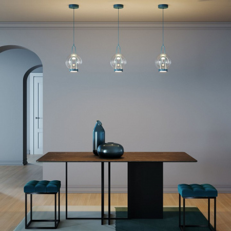 Подвесной светодиодный светильник со стеклянным плафоном 50267/1 LED синий Eurosvet Frasco