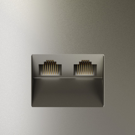 Розетка компьютерная встраиваемая VOLTUM S70 двойная RJ45+RJ45 кат.6, (шелк)