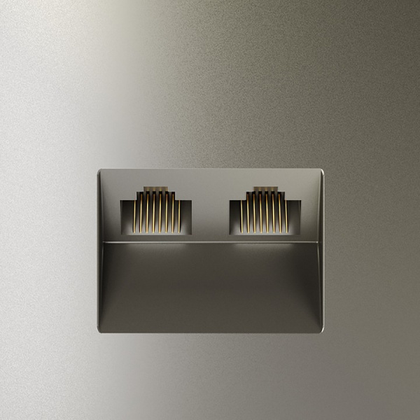 Розетка компьютерная встраиваемая VOLTUM S70 двойная RJ45+RJ45 кат.6, (шелк)