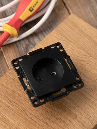 EKF PROxima Стокгольм Черный Розетка б/з, со шторками, 10А