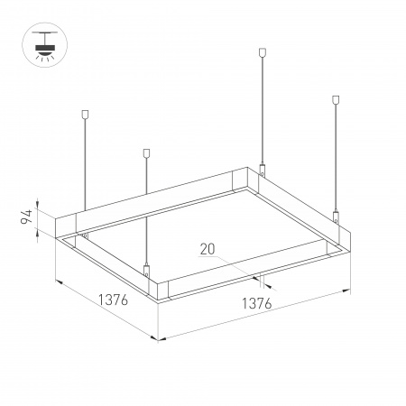 Arlight Светильник ALT-LINEAIR-QUADRAT-FLAT-UPDOWN-DIM-1375-170W Warm3000 (BK, 100 deg, 230V) (IP20 Металл, 3 года)