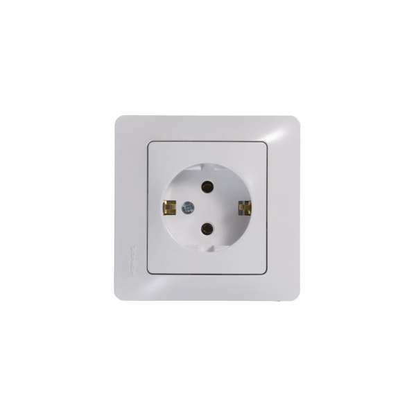 SE Glossa Бел Розетка с/з (в сборе с рамкой)