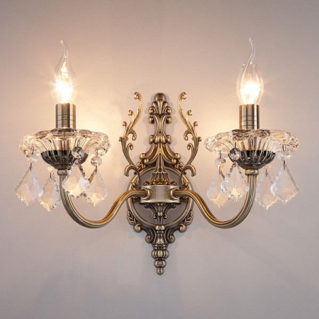 Бра с хрусталем 3281/2 античная бронза Eurosvet Elisha
