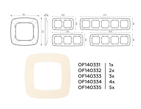 Рамка OMEGA Ecta (Бежевый матовый) 2-ая OF140332