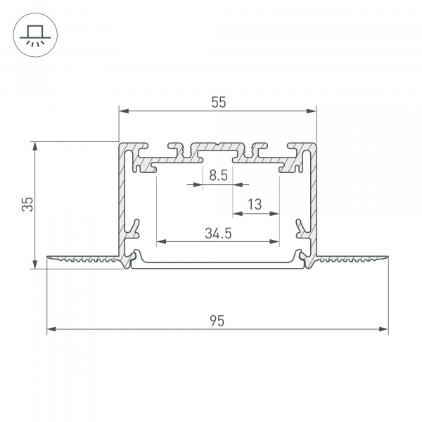 Профиль Arlight SL-Linia55-Fantom-2500 Seamless Anod 029507