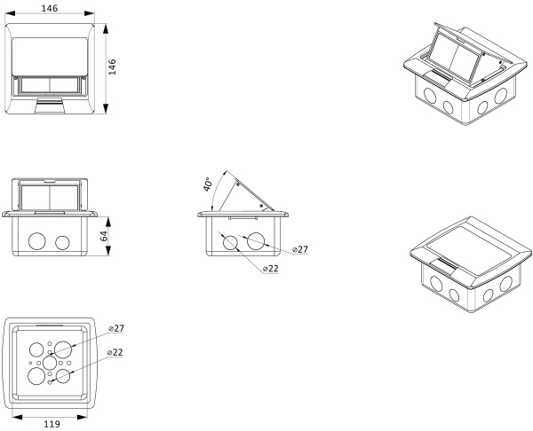 Donel Выдвижной блок Snap 4 мод. алюминий (с уст. набором)