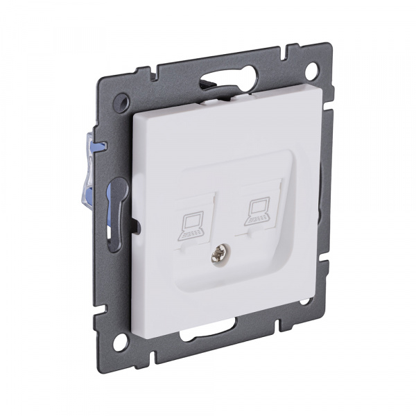 Розетка двойная Ethernet RJ45 Cat.6, белый матовый Kollinger REA-019WM для Aspekt, Eleganz, Reflex