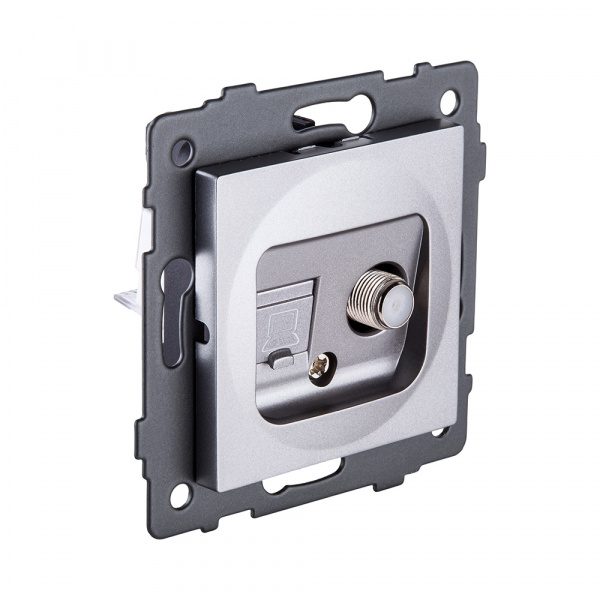 Розетка двойная спутниковая SAT + RJ45 Cat.6, серый Kollinger REA-014GY для Aspekt, Eleganz, Reflex