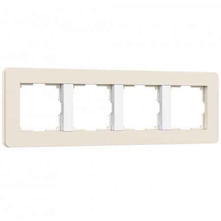 Рамка из поликарбоната на 4 поста Split айвори/белый, soft-touch W0043066