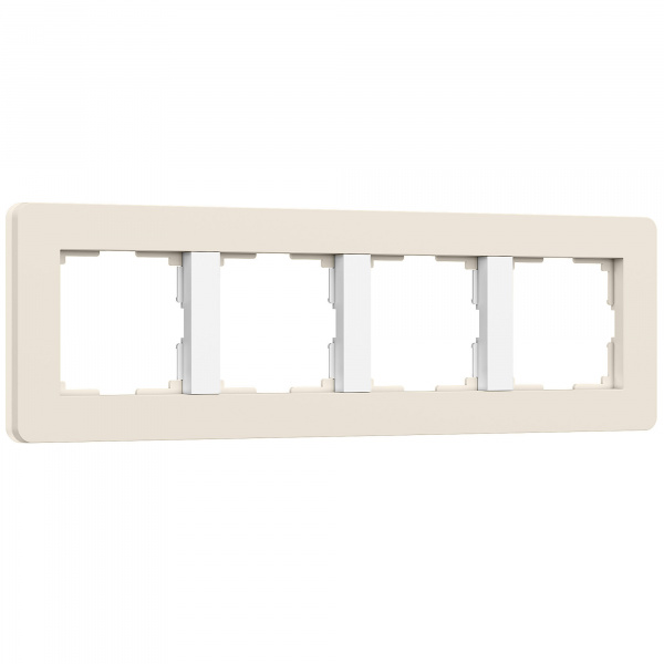 Рамка из поликарбоната на 4 поста Split айвори/белый, soft-touch W0043066