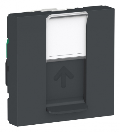 SE Unica Modular Антрацит Розетка компьютерная, RJ45, одиночная кат. 5е UTP, 2 модуля