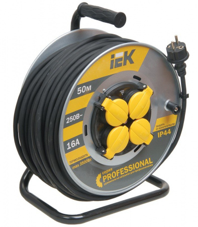 IEK Катушка УК50 на мет с т/з 4 места 2Р+PЕ/50м КГ 3х2,5мм2 IP44 "Professional"