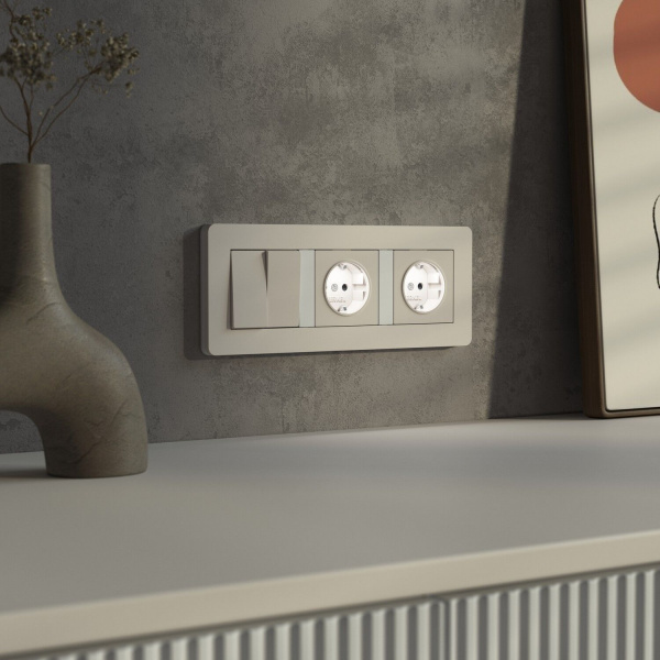 Розетка с подсветкой W (айвори матовый) W1171462