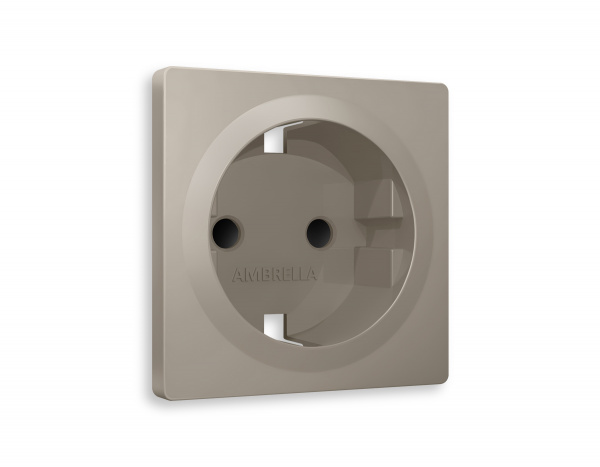 Лицевая панель ALFA (Серо-бежевый матовый) для электрической розетки с/з со шторками QUANT AP3670