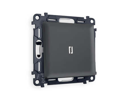 Комплект механизма 1-клавишного проходного выключателя с подсветкой 5600K ALFA MA902035 Графит мягкое касание QUANT