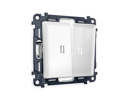 Комплект механизма 2-клавишного проходного выключателя с подсветкой 5600K ALFA MA104035 Белый глянец QUANT