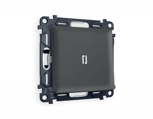 Комплект механизма 1-клавишного проходного выключателя с подсветкой 5600K ALFA MA902035 Графит мягкое касание QUANT