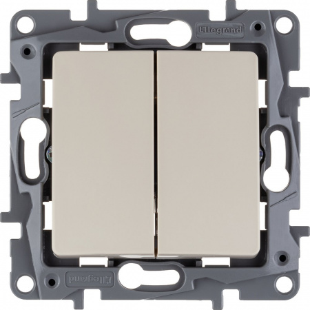 Legrand Etika Слоновая кость Выключатель 2-х клавишный, 10А, Винтовые клеммы