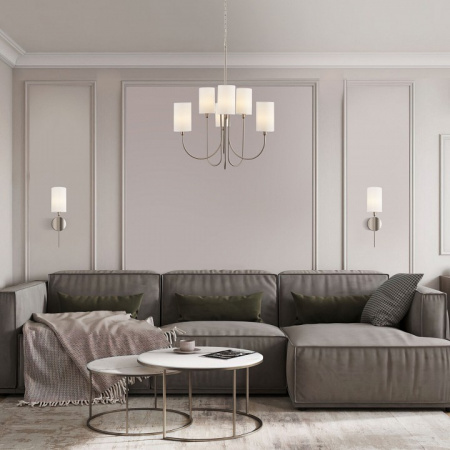 Подвесная люстра с тканевыми абажурами 60164/6 никель Eurosvet Abbey