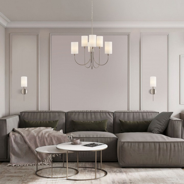 Подвесная люстра с тканевыми абажурами 60164/6 никель Eurosvet Abbey