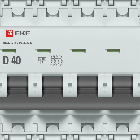 EKF Автоматический выключатель 4P 40А (D) 6кА ВА 47-63N PROxima