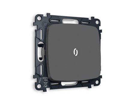 Комплект механизма 1-клавишного выключателя с подсветкой 5600K OMEGA MO902015 Графит мягкое касание QUANT