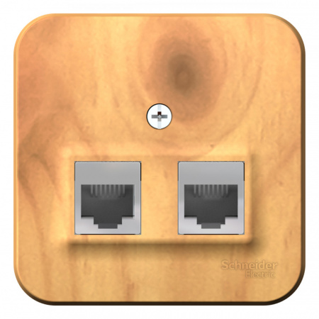 SE Blanca наруж Ясень Розетка 2-ая ТЛФ/КОМП, RJ45+RJ11, кат.5E, изолир. пластина