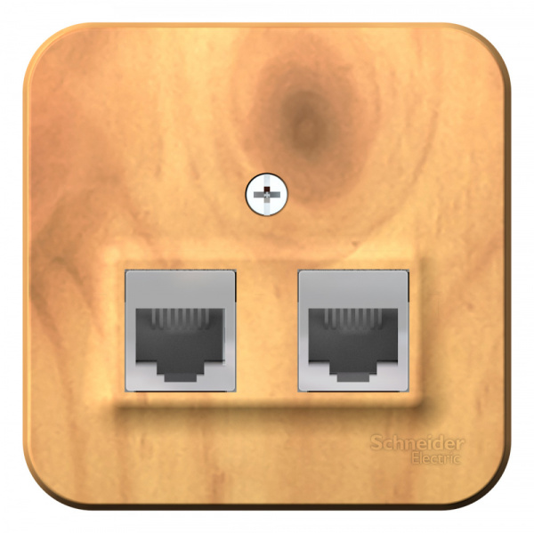 SE Blanca наруж Ясень Розетка 2-ая ТЛФ/КОМП, RJ45+RJ11, кат.5E, изолир. пластина