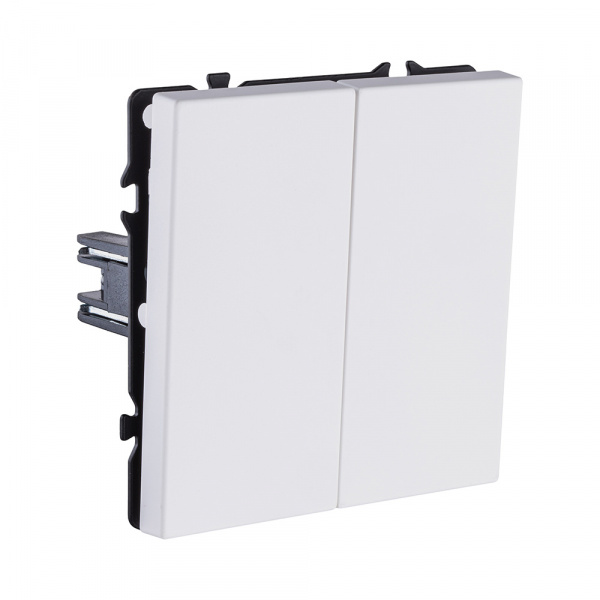 Выключатель 2-клавишный проходной 10А/250В, белый матовый Kollinger Eclipse EC-005WH