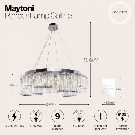 Подвесной светильник Maytoni Modern MOD083PL-09CH Maytoni Colline