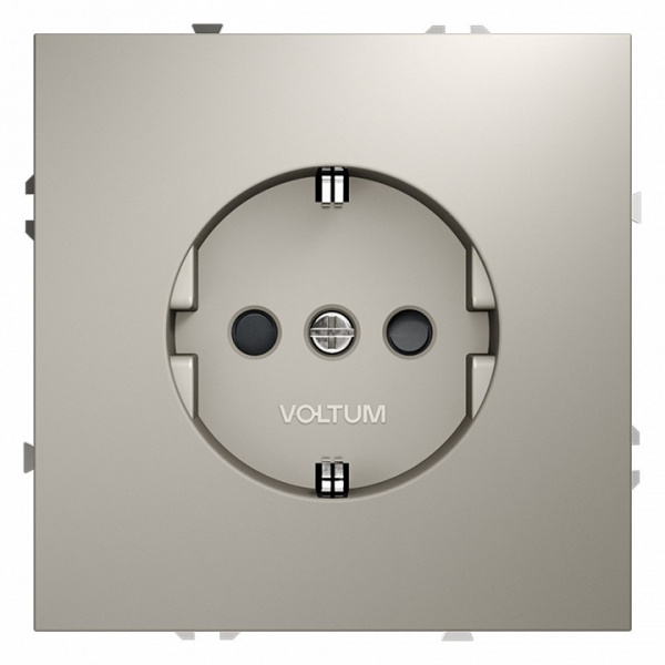 Розетка встраиваемая VOLTUM S70 с заземлением и защитными шторками, 16А, (кашемир)